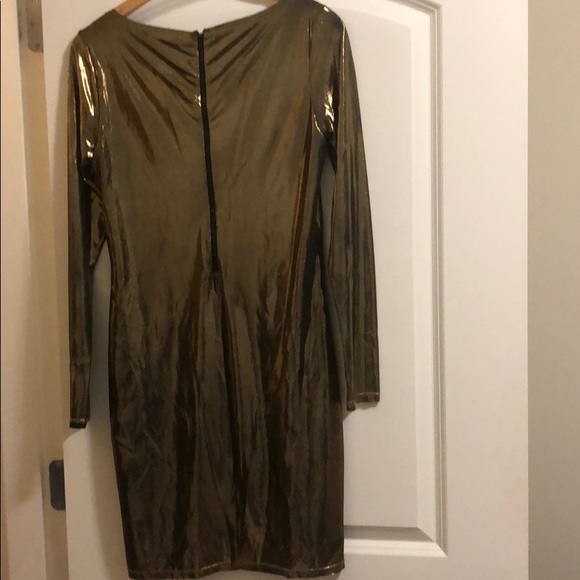 Alice & Olivia metallic gold, lined Tabitha dress - Picture 5 of 7